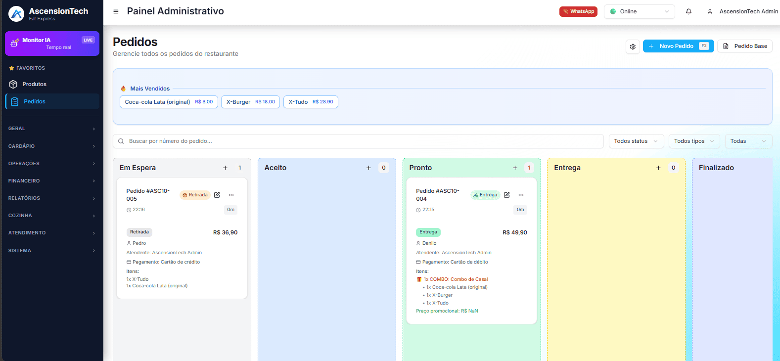 Sistema Kanban Eat Express - Gestão Visual de Pedidos